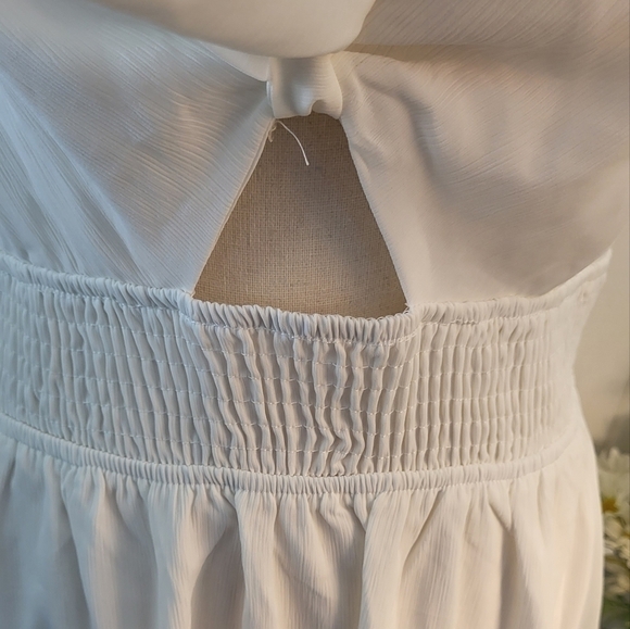 Pretty Garden Front Tie Smocked Chiffon Layered Skater Dress - Picture 5 of 15